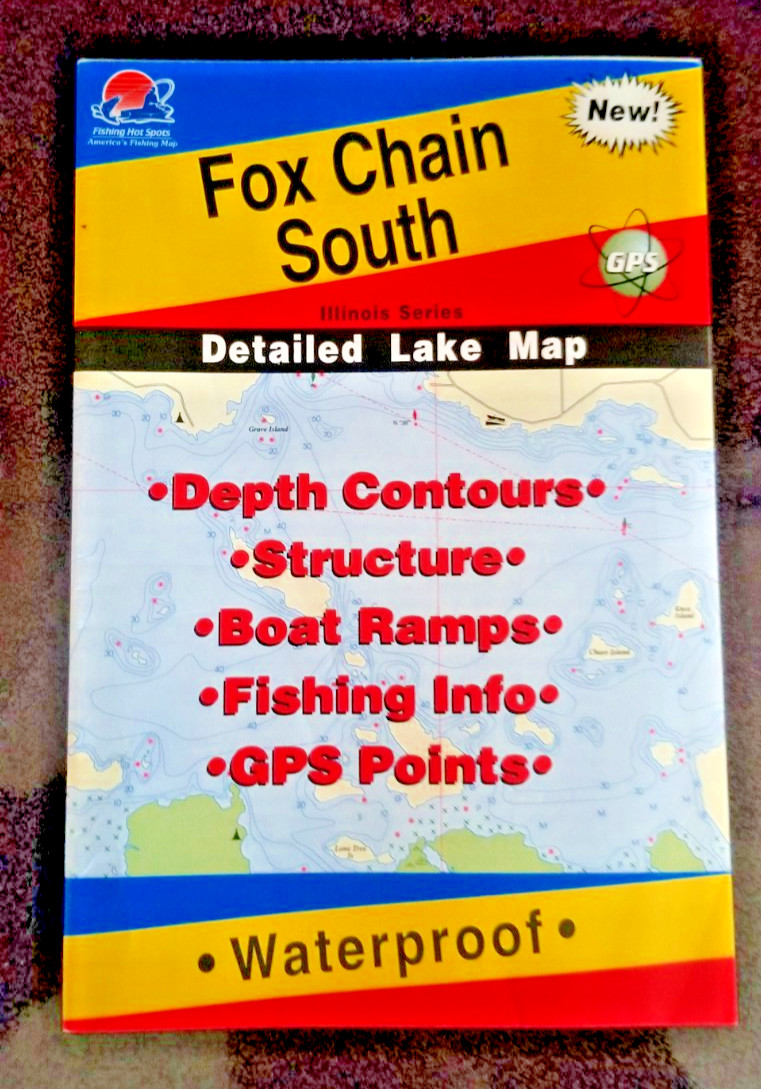 Fox Chain South – Illinois – Lake Map – Wisconsin – Fishing Hot Spots Map