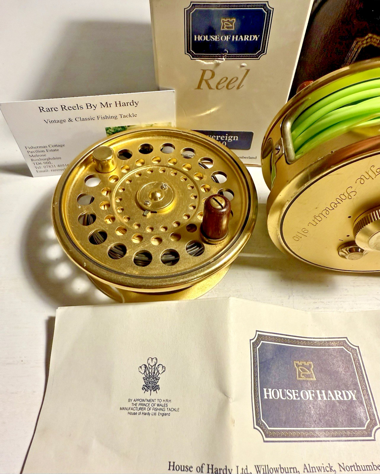 Hardy Gold Sovereign 9/10 Salmon Fly Reel & Spool With Fly Lines Case & Box