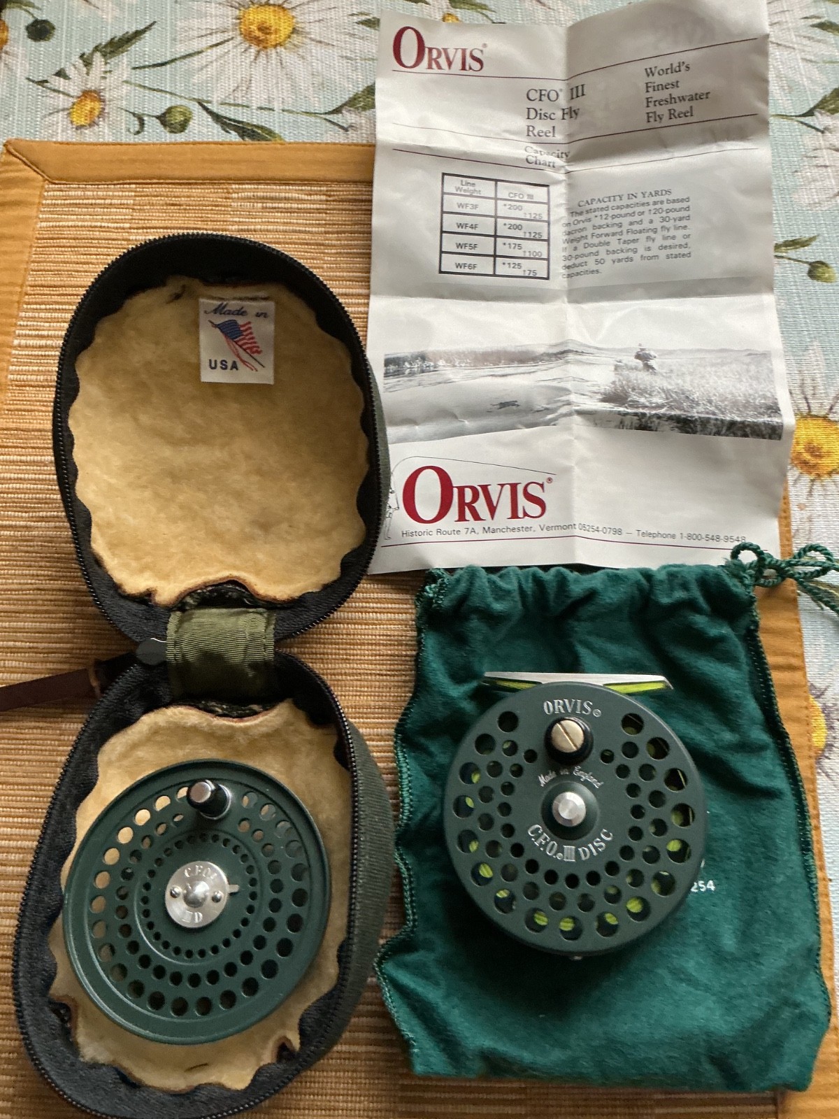ORVIS CFO IV LIMITED EDITION FLY REEL USED OLIVE GREEN & POUCH