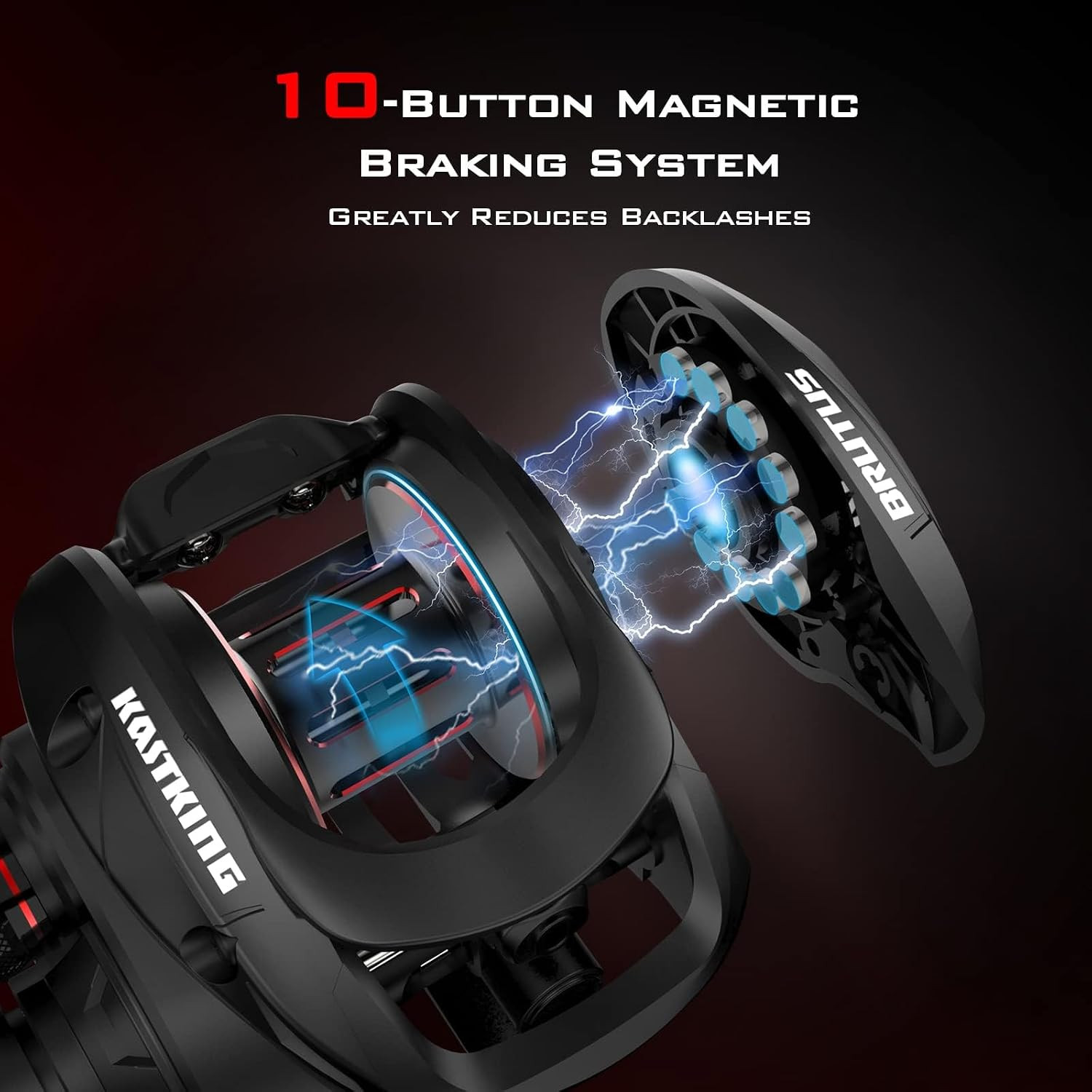 Brutus Baitcasting Fishing Reels, 7.2:1 Gear Ratio | Max Drag: 17.6 Lb, 5+1 BB,