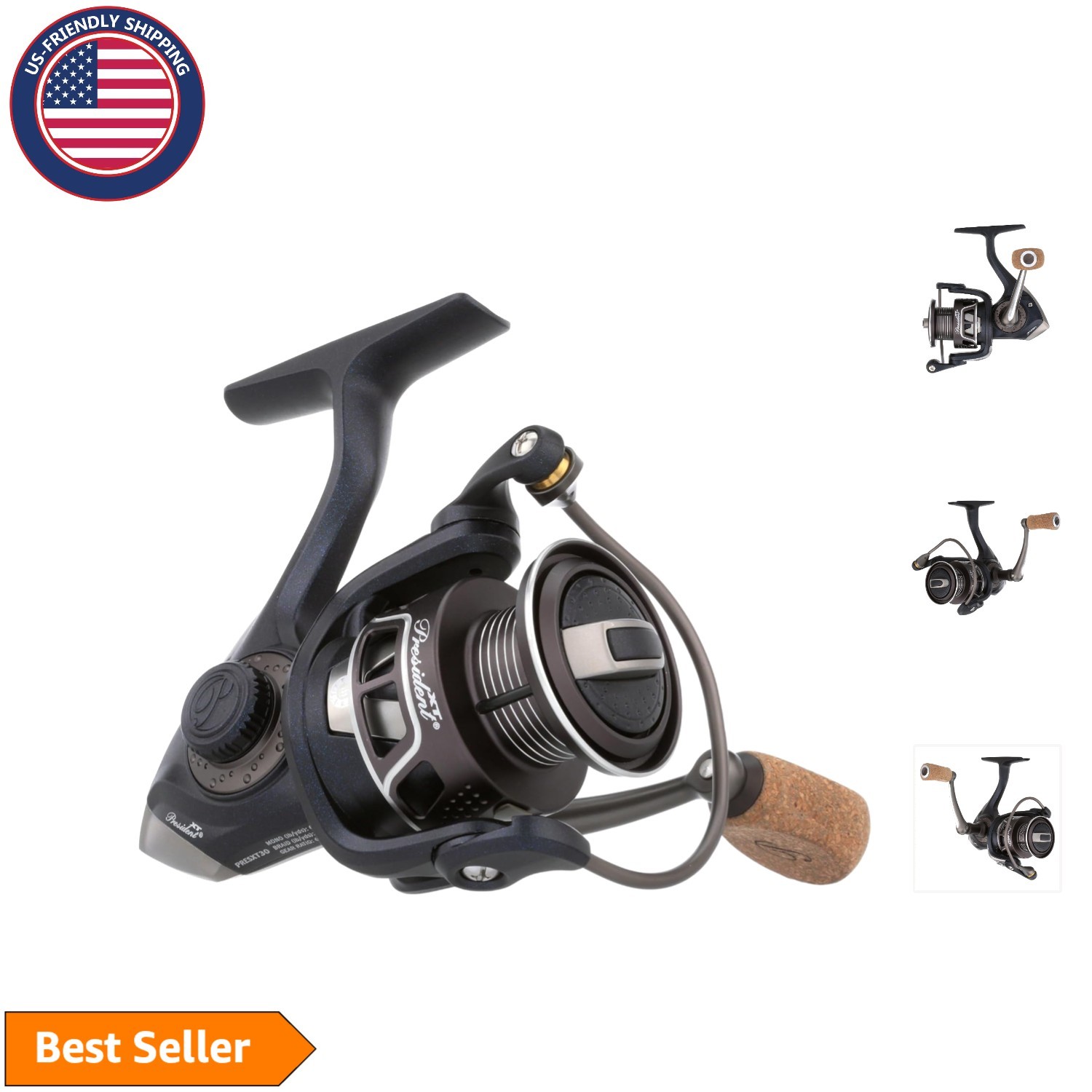 Lightweight President XT Spinning Reel – 10lbs Maximum Drag & Aluminum Design