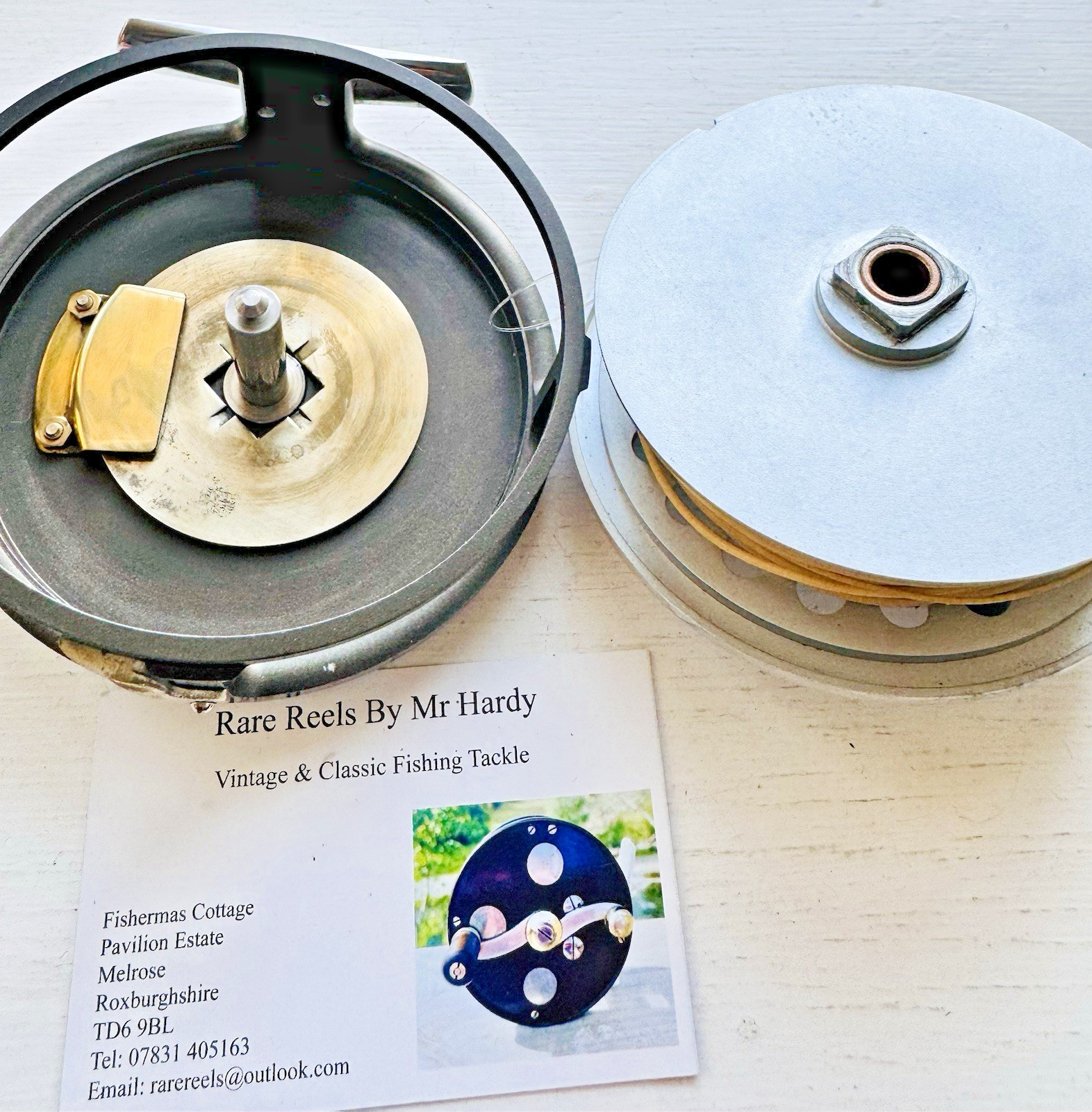 Rare Vintage Hardy Marquis Salmon Number 1 Slent Check Fly Reel with Line & Case