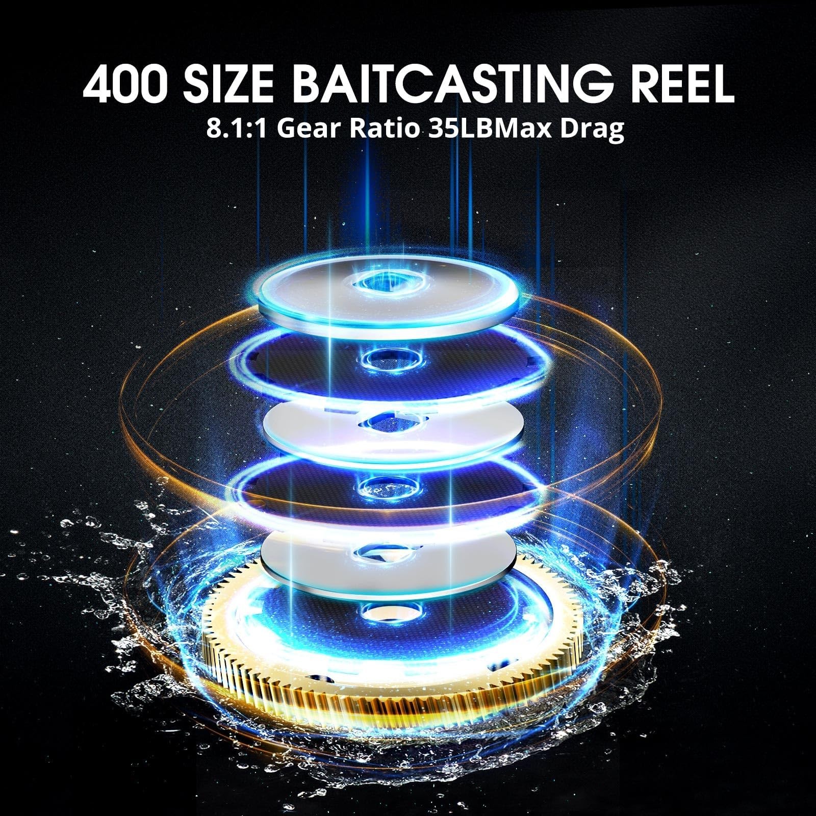 Alijoz 400 Baitcaster Fishing Reel, 38Lbs Max Drag Aluminum Alloy Frame Baitcast