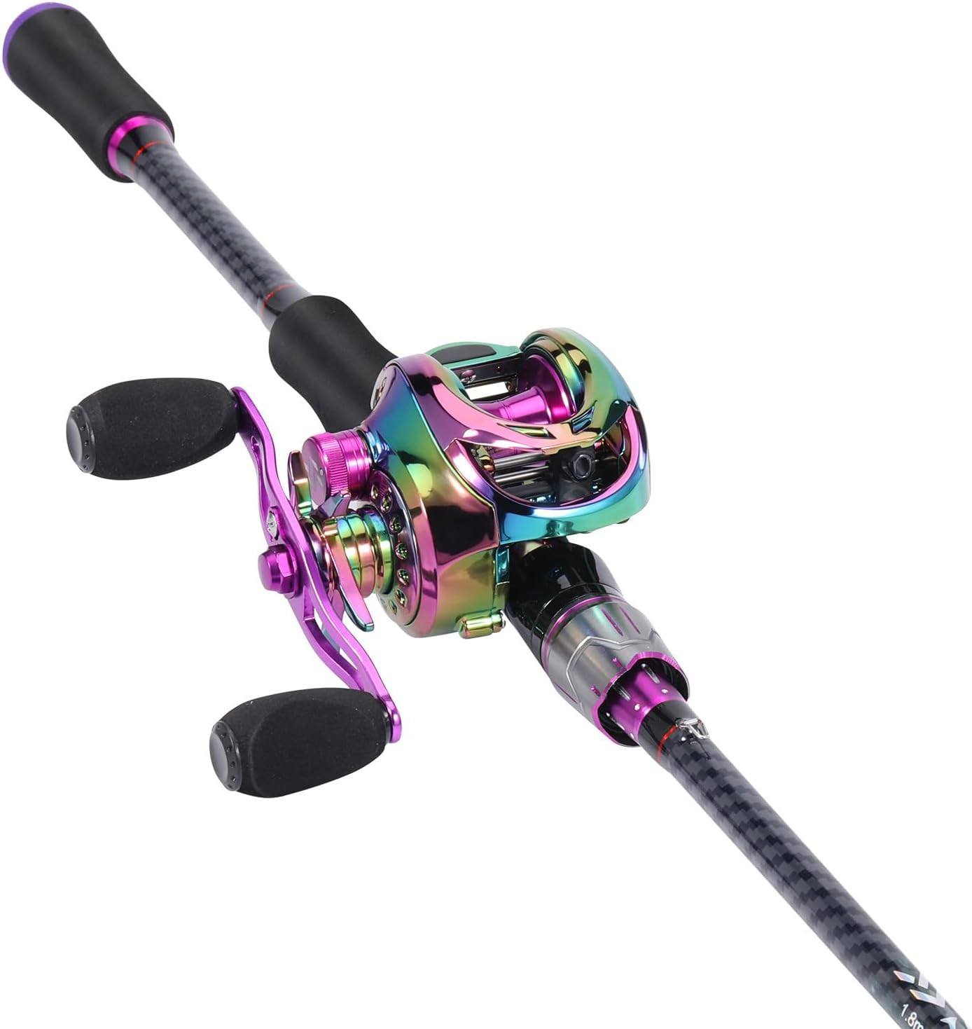 Baitcasting Fishing Combo 6’0” – 2-Pc Carbon & Glass Fiber Rod + Casting Reel –