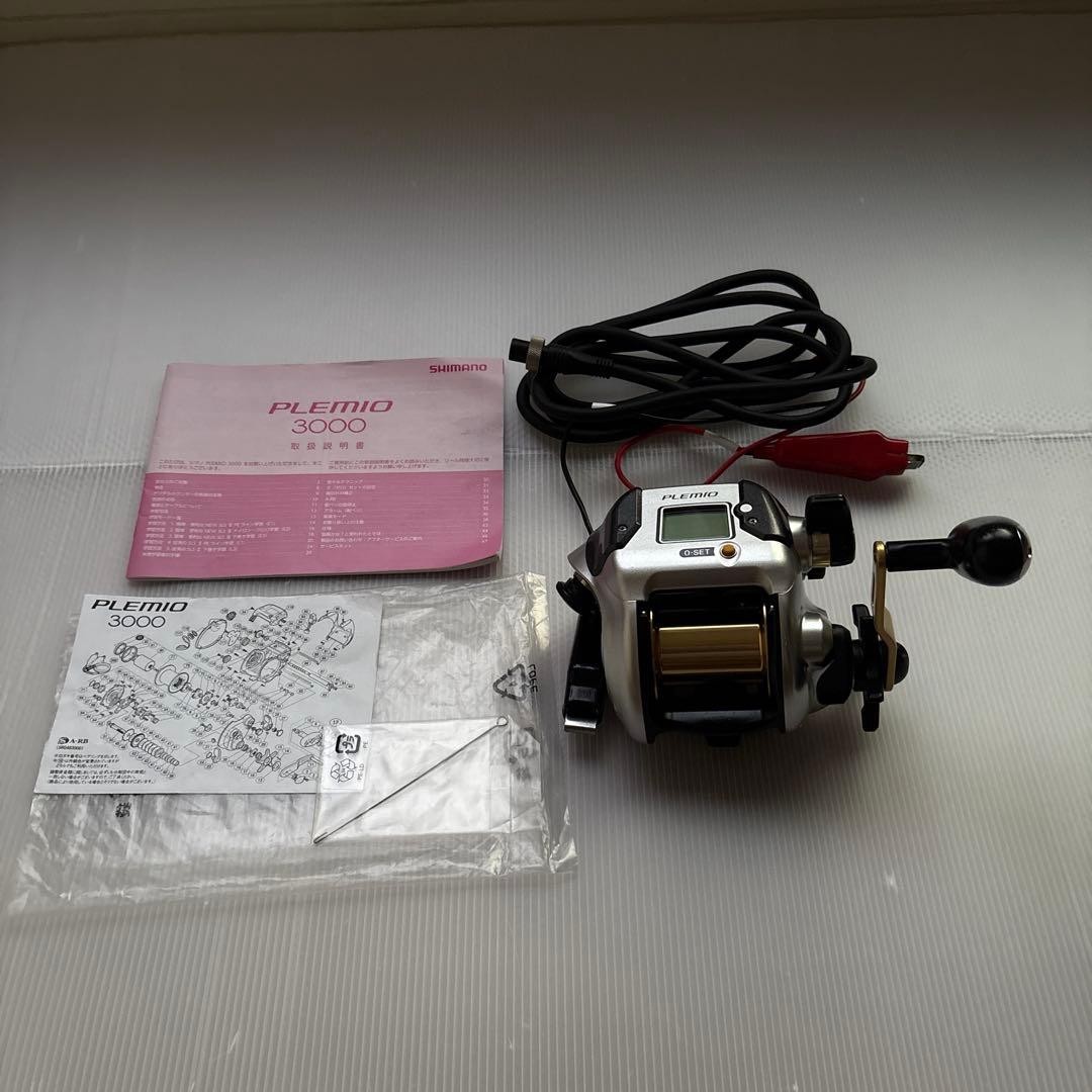 Shimano PLEMIO 3000 Electric Reel Digital Display Open Spool Gold Tested Working