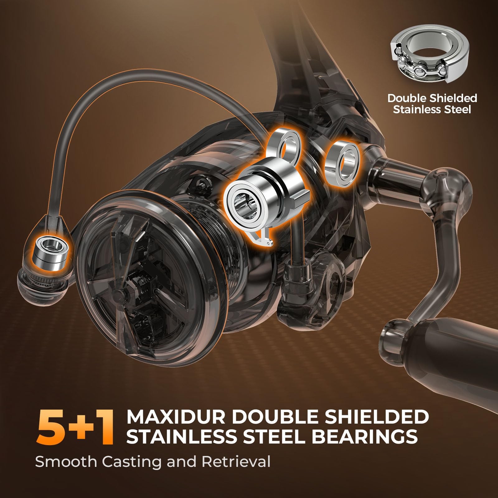 Lethal Blaze Spinning Fishing Reel, 17.6LBs Max Drag, 3000, Orange
