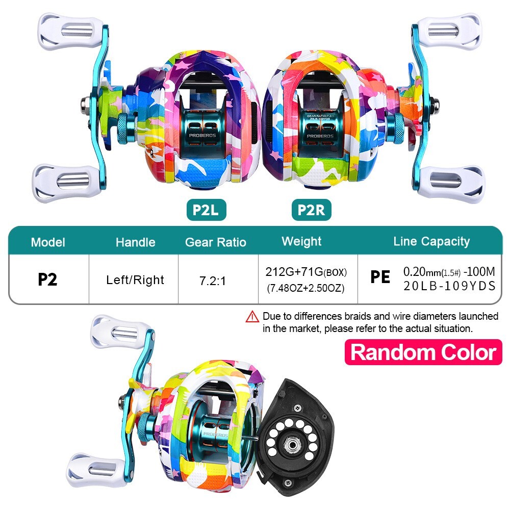 Fishing Reel 7.2:1 Gear Ratio Metal Colorful Wheel Magnetic Brake System 8KG p2