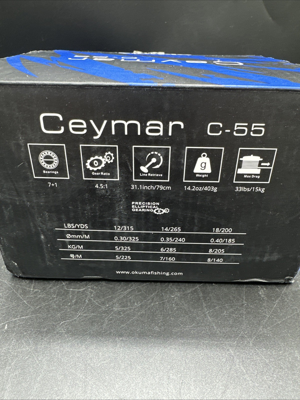 Brand New (open box) Okuma Ceymar Lightweight Spinning Reel- C-55, Black/Red