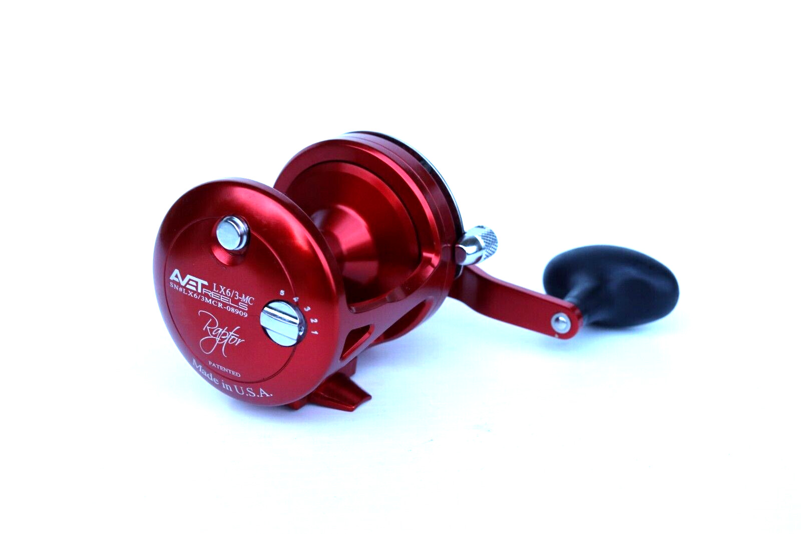 Avet LX6/3 MC Raptor Two-Speed Lever Drag Reel RAPTOR – Right Hand – RED
