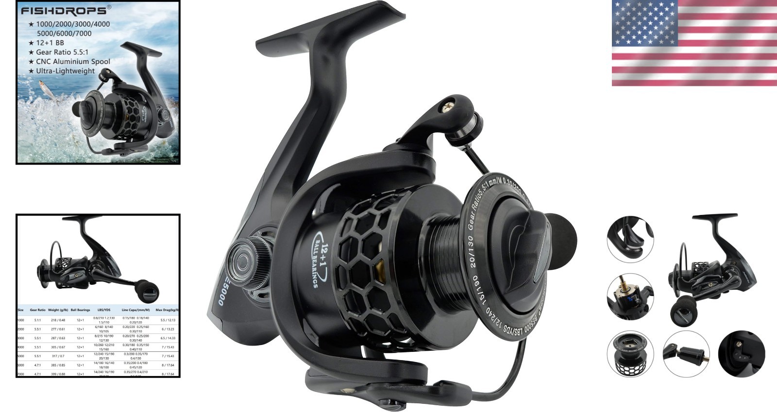 High-Performance Spinning Fishing Reel with 22 lbs Drag – Perfect for All Waters