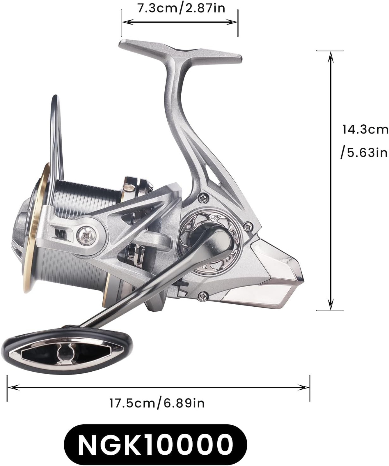 Spinning Reel 8000 9000 10000 12000 14000, Metal Surf Fishing Reels, 4.8:1 Gear