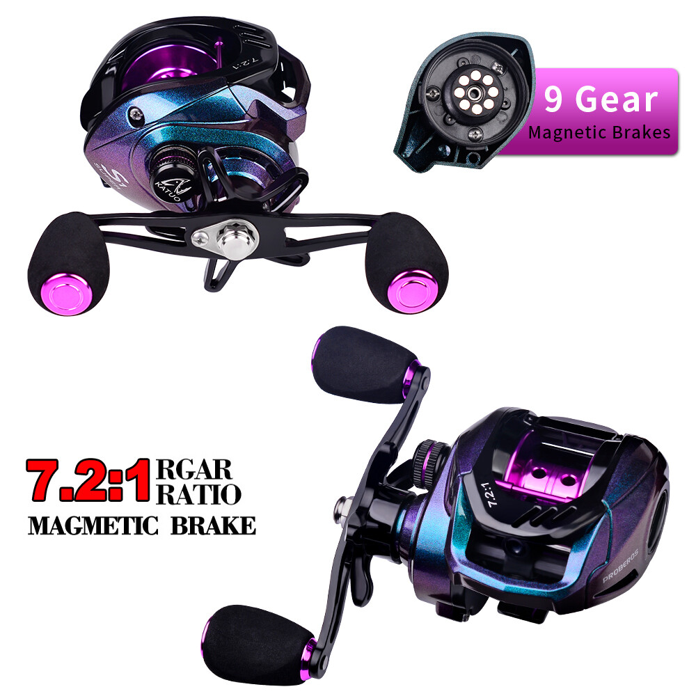 High Speed Carbon Fibre Baitcasting Reel 7.2:1 22lb Drag Freshwater Fishing Reel