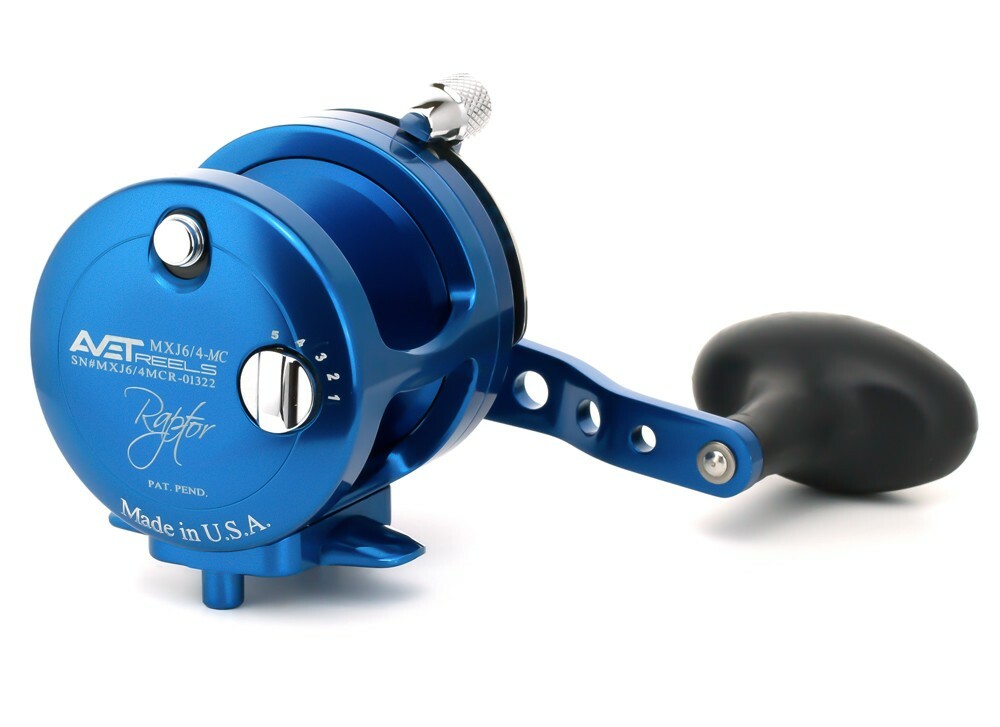 Avet MXJ6/4 MC RAPTOR Two-Speed Lever Drag Reel – BLUE – Right Handed