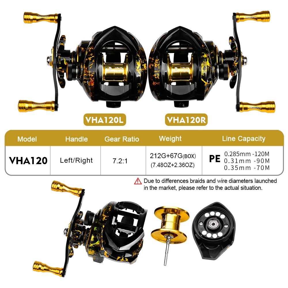 3+1BB Metal Fishing Reel Baitcasting 7.2:1 Baitcaster Saltwater L/R Hand