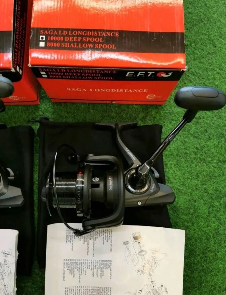 3× EFT Saga Long Distance 10000 Deep Spool BRAND NEW inc Original Box Carp Fishing