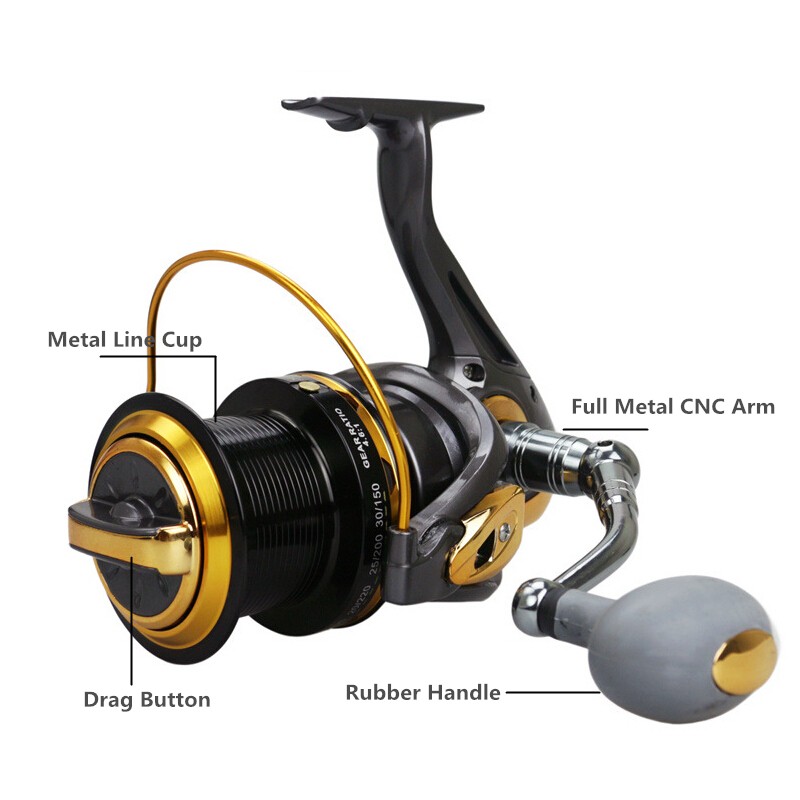 11000 Serie High Speed Saltwater Metal Spinning Fishing Reel Large Sea Fish Reel