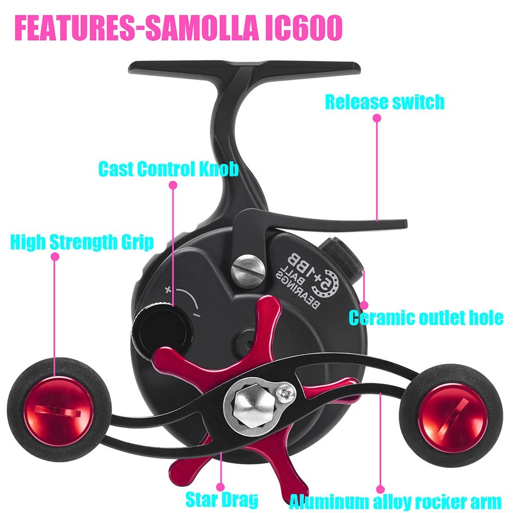 Metal Ice Fishing Reel 13 Magnets with Magnetic Brake System and 351 Gear Ratio