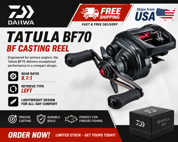 Daiwa Tatula BF70 BF Casting Reel, Type:Left – Gear Ratios: 8.1:1