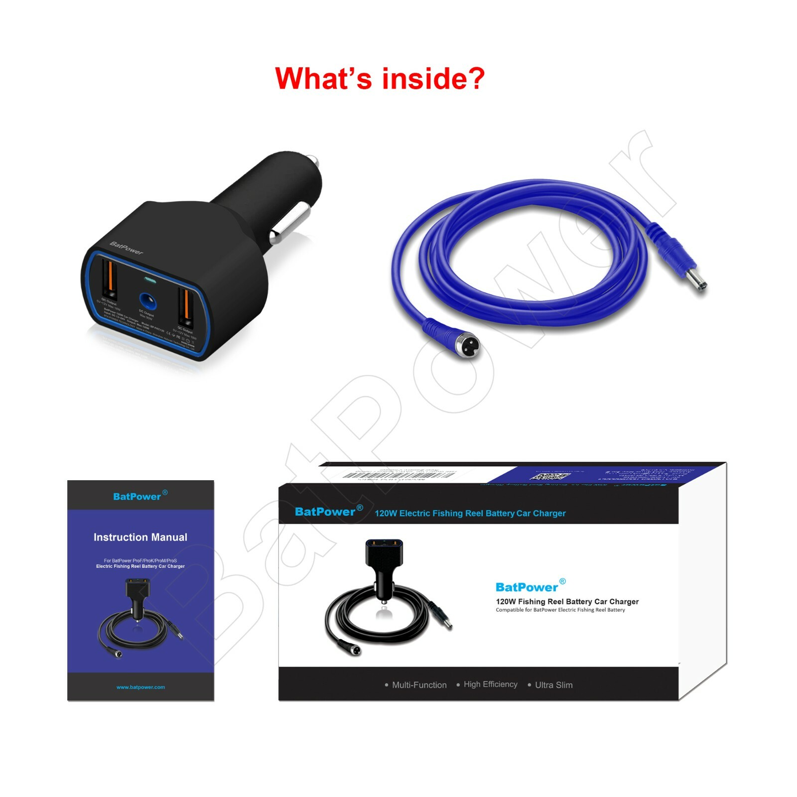 BatPower ProK Electric Reel Battery Car Charger Adapter Power for Banax Kaigen