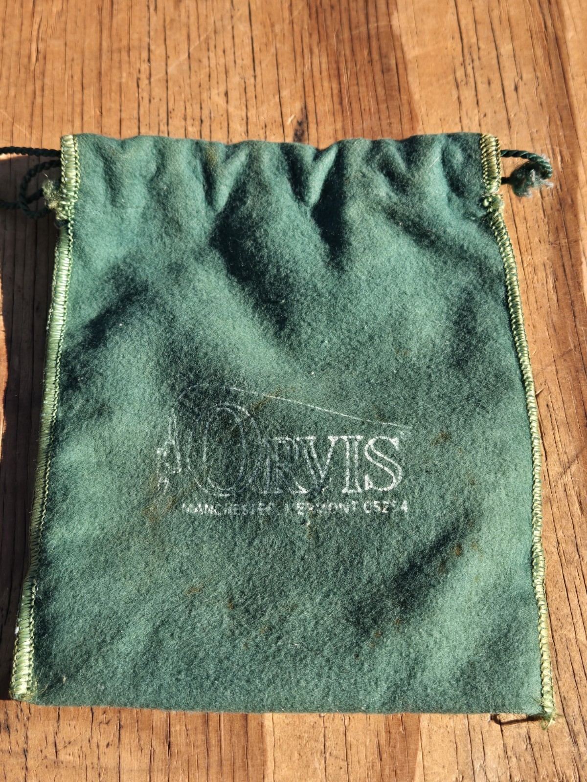 Vintage ORVIS Fly Fishing Reel Spool Reel Draw String Green Bag & Zipper Case