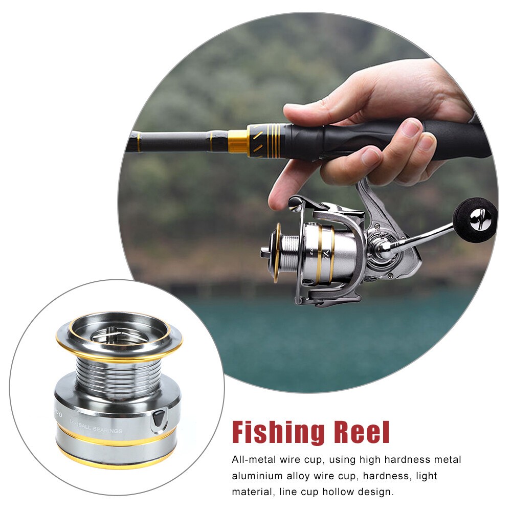 Spinning Fishing Reel 14+1 BB Double Spool Metal Fishing Reel Left/Right Handle