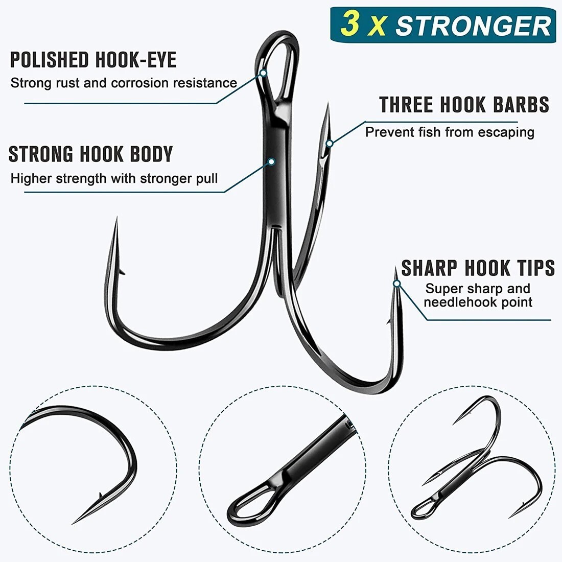 Trolling Fishing Reel Saltwater Right Hand Fishing Reels +100PCS Treble Hooks