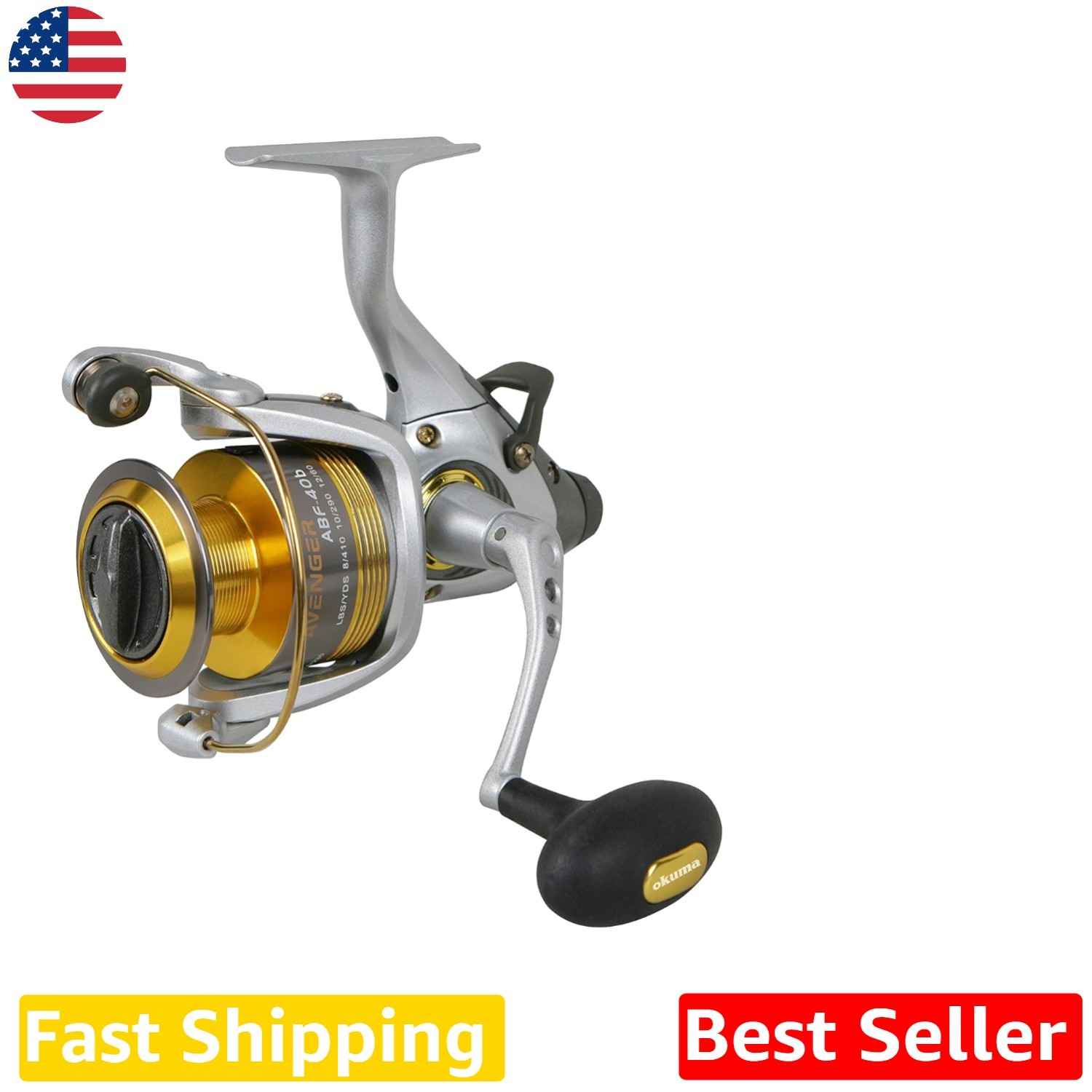 Ambidextrous Avenger ABF 6500 Graphite Spinning Reel, 15lb Drag, Anti-Reverse