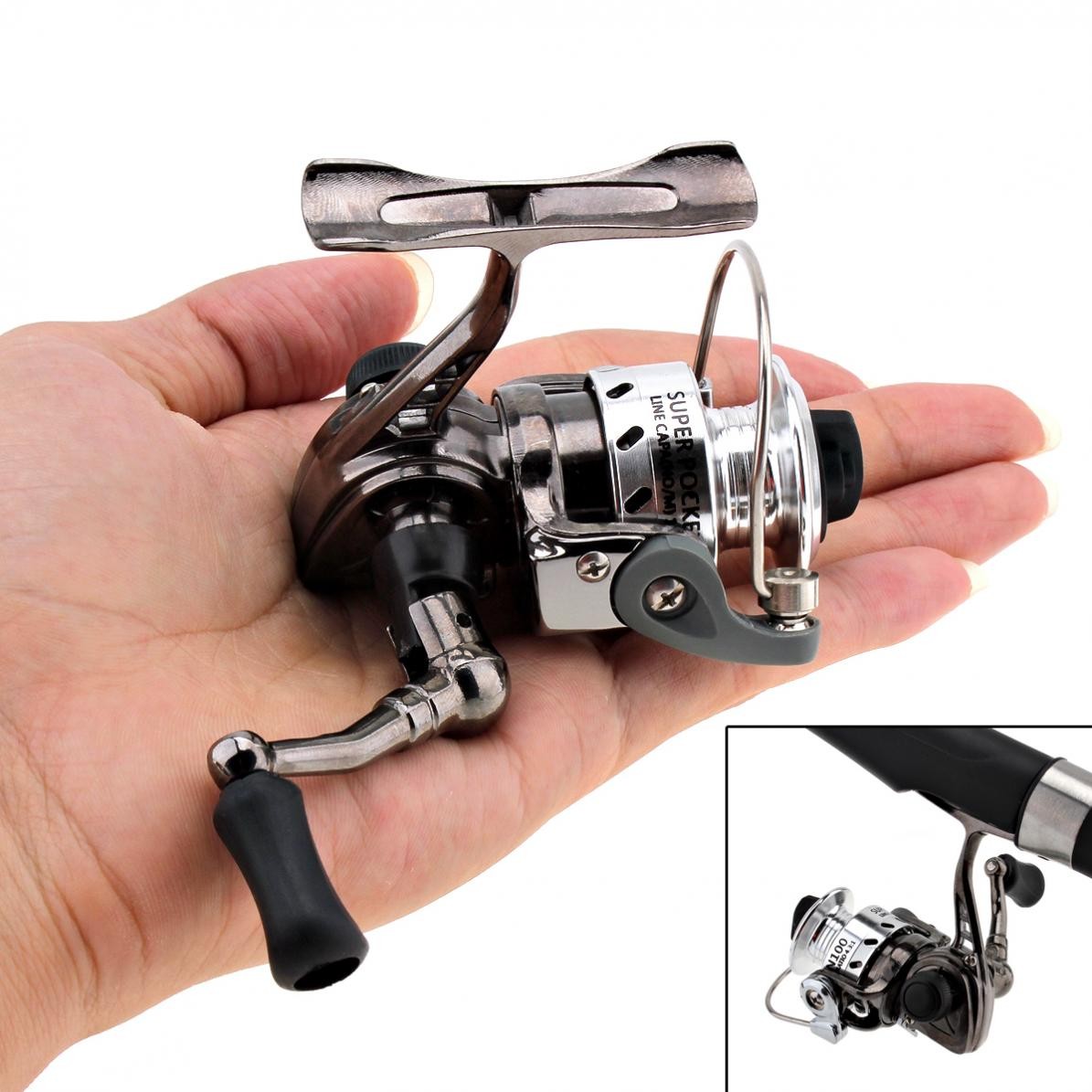 Metal Mini Spinning Reel, 4.3:1 Gear Ratio Portable Fishing Reel with Coil Pocke