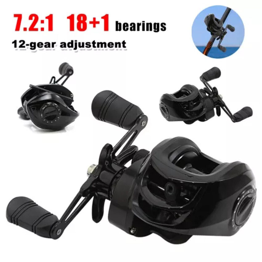 Fishing Baitcasting Reel 18+1BB 7.2:1 Gear Ratio Salt/Freshwater Left Hand US