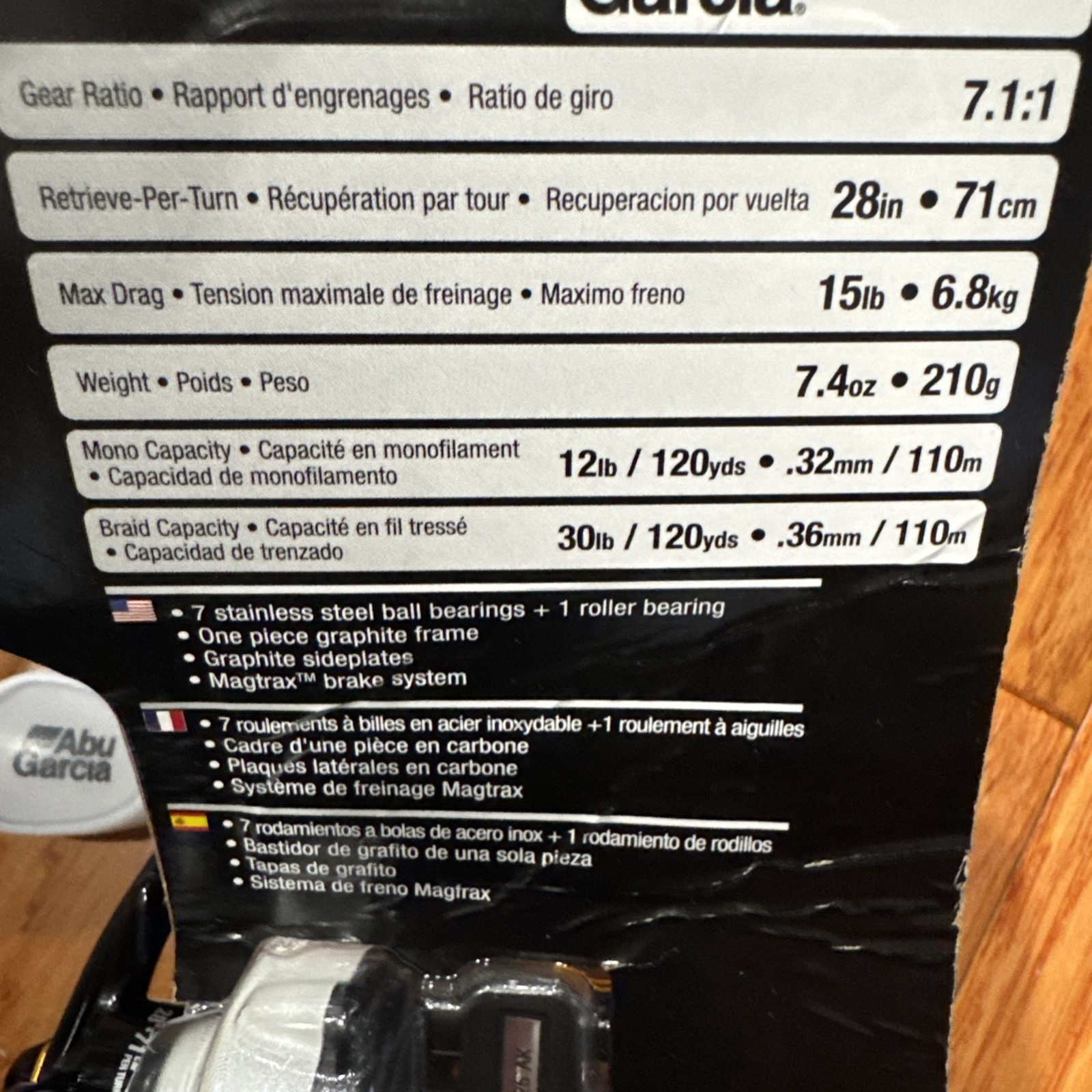 Abu Garcia MAX PRO Baitcasting Reel RH 7.1:1 8 Bearings 210g