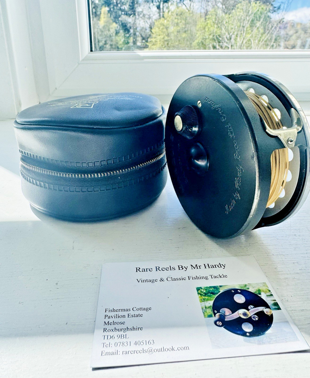 Rare Vintage Hardy Marquis Salmon Number 1 Slent Check Fly Reel with Line & Case