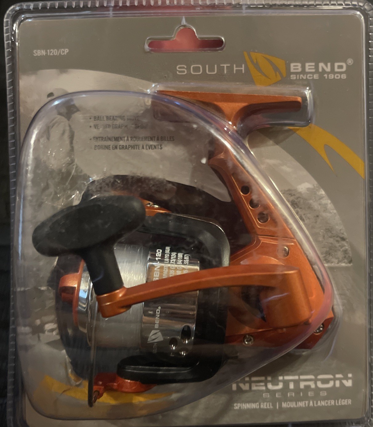 South Bend SBN-120/CP Fishing Neutron Spinning Reel Orange Brand New In Box
