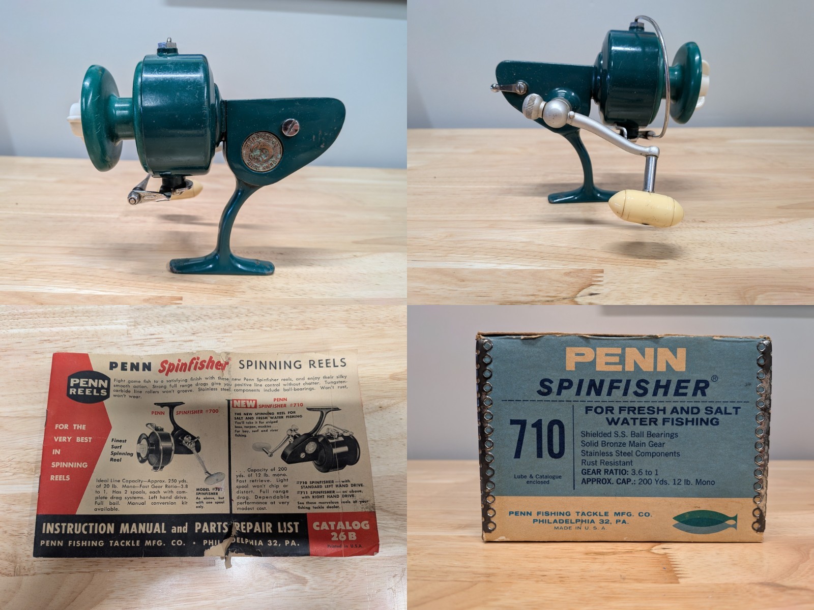 Vintage Penn Spinfisher 710 Spinning Reel w/ Original Box & Manual – Made USA
