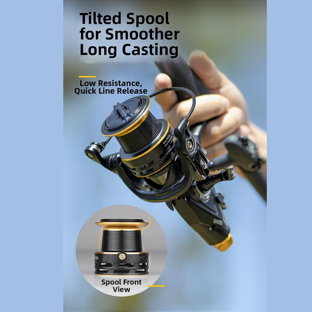 .Spinnings Reel Dual Brake Metal Spool Gear Ratio Sea Bass River Lake Big Fish .