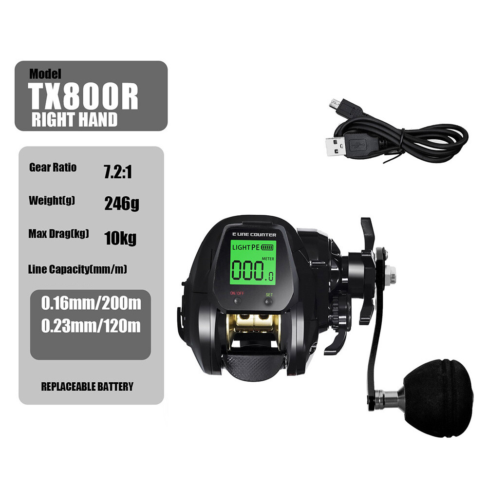 Baitcasting Fishing Reel 7+1BB 7.2:1 High Speed Baitcastingl USB Rechargeable