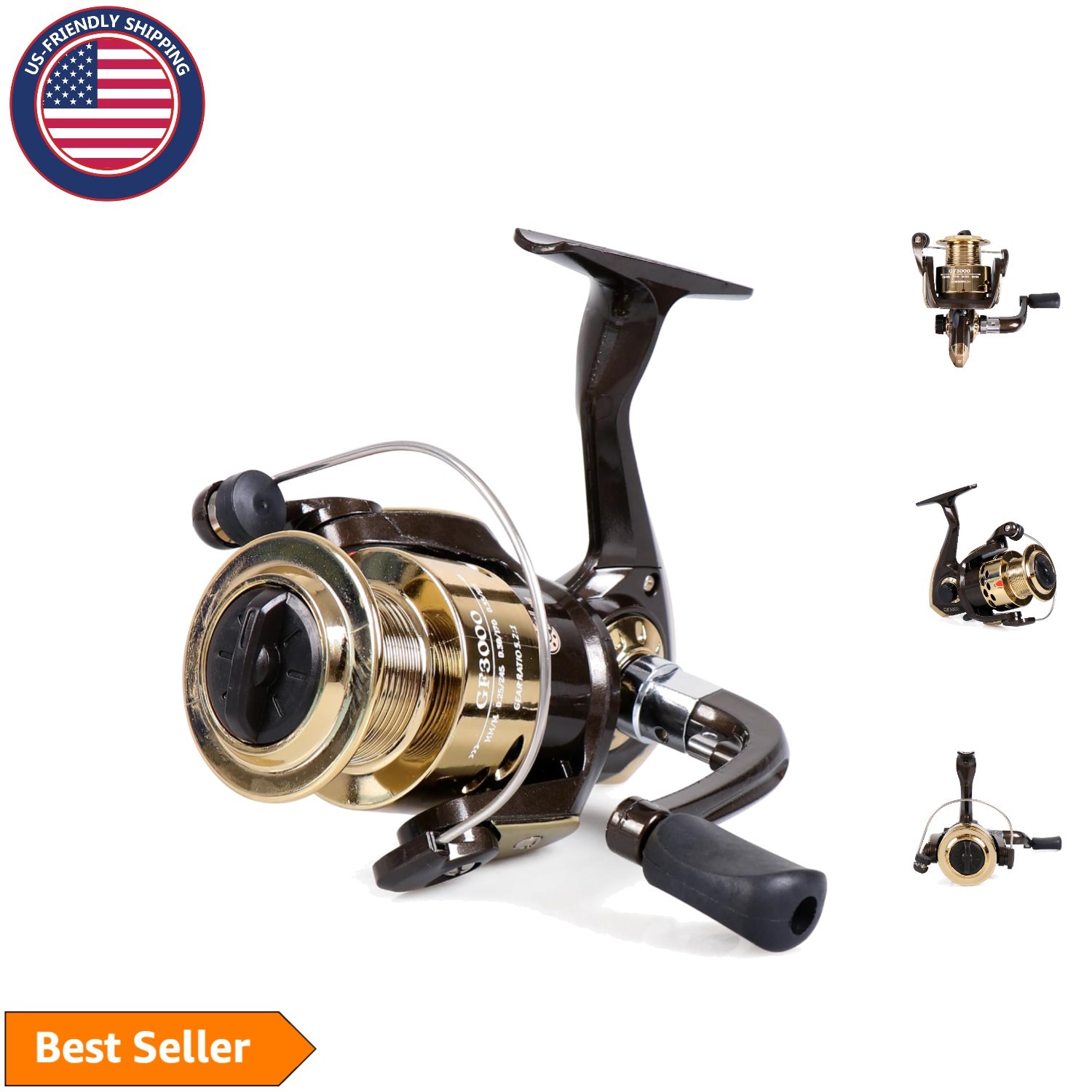 Smooth Operation Spinning Fishing Reel with 3 Bearings and Anti-Reverse Feature