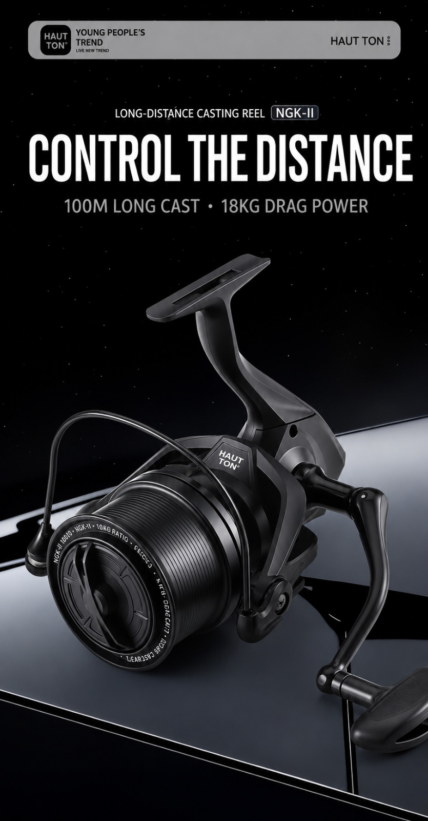 NGK 10000 Big Pit Carp Fishing Reel Long Cast Spod Marker Reel Front Drag