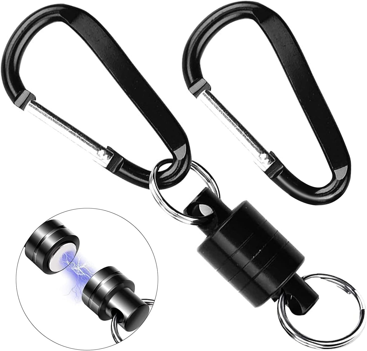 6″ Strong Dual Magnetic Carabiner Clip Key Ring 4Kg Lanyard Loop Fishing Camping