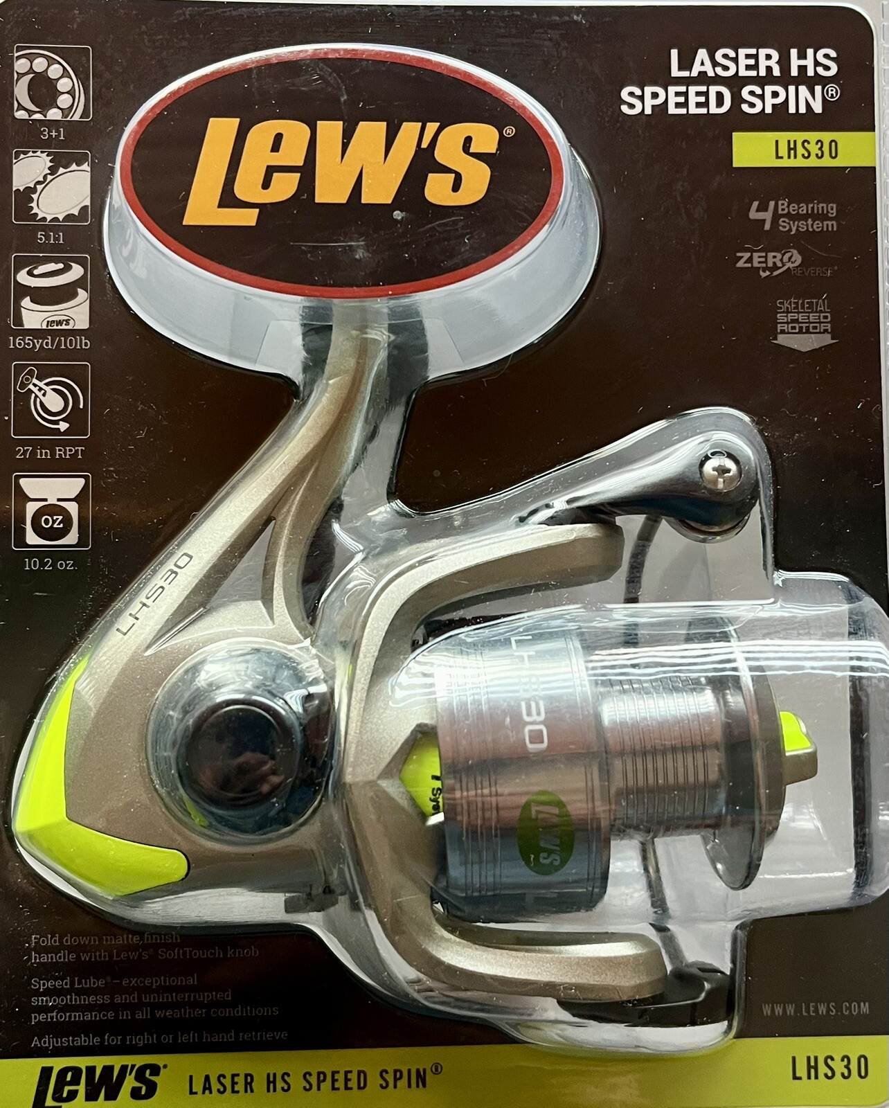 LEW’S LHS30 Laser HS Speed Spin Spinning Reel 4 bb 5.1:1 Gear Ratio NIP