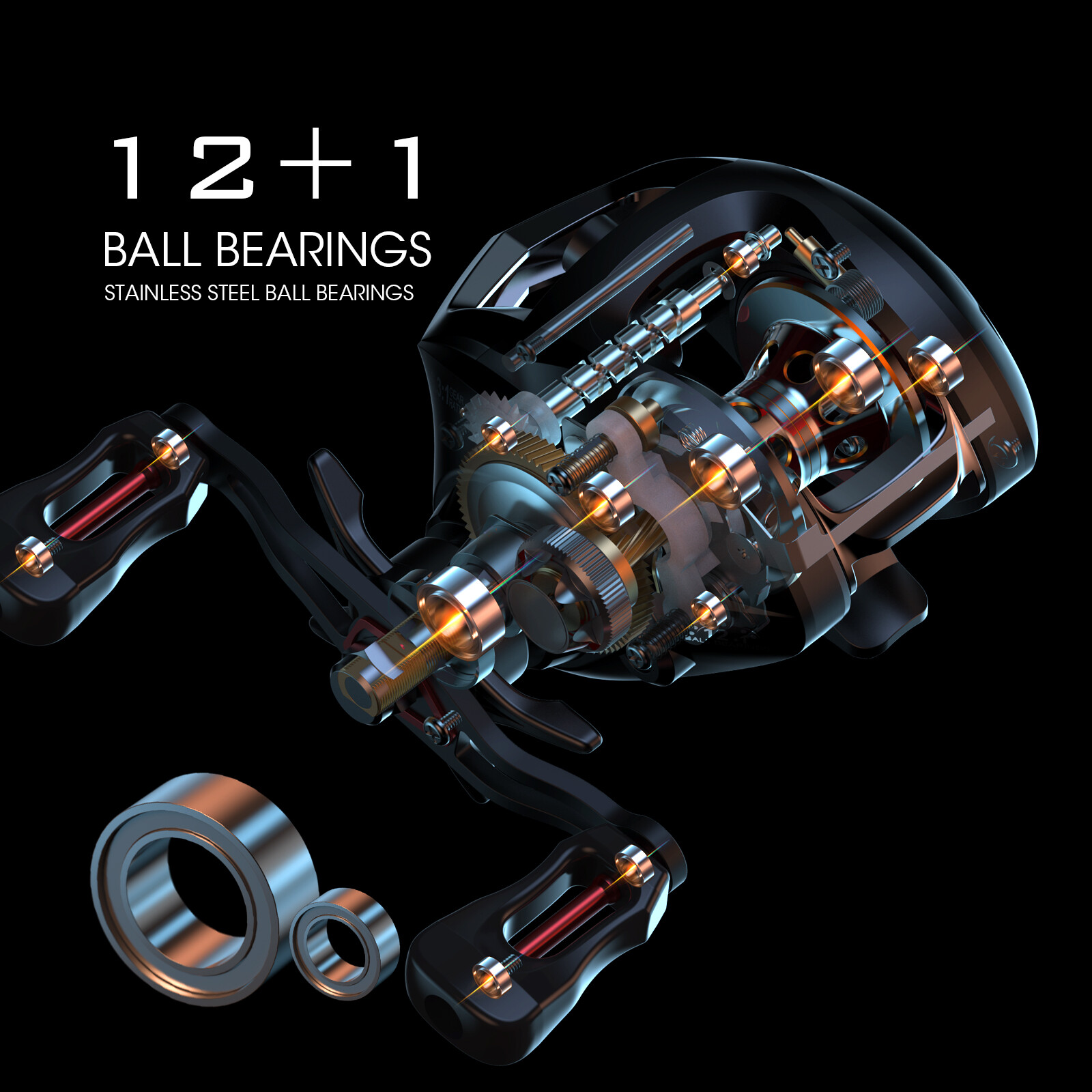Lixada 12+1 BB Baitcasting Reel Right Hand W/ Magnetic Brake System For Fishing