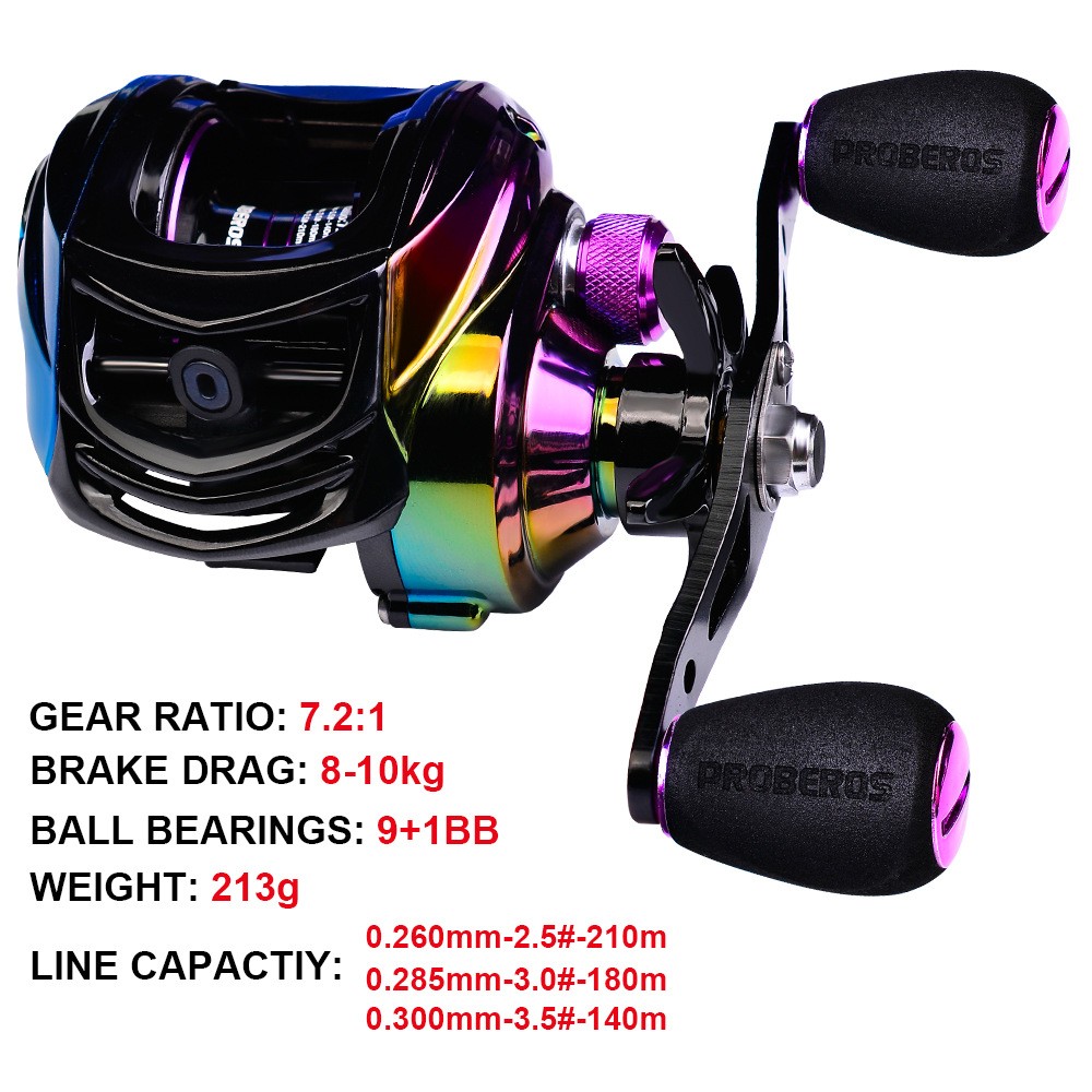 Fishing Casting Fishing Reel 9+1BB Ball Bearings Left/Right Hand 7.2:1 Retrieve