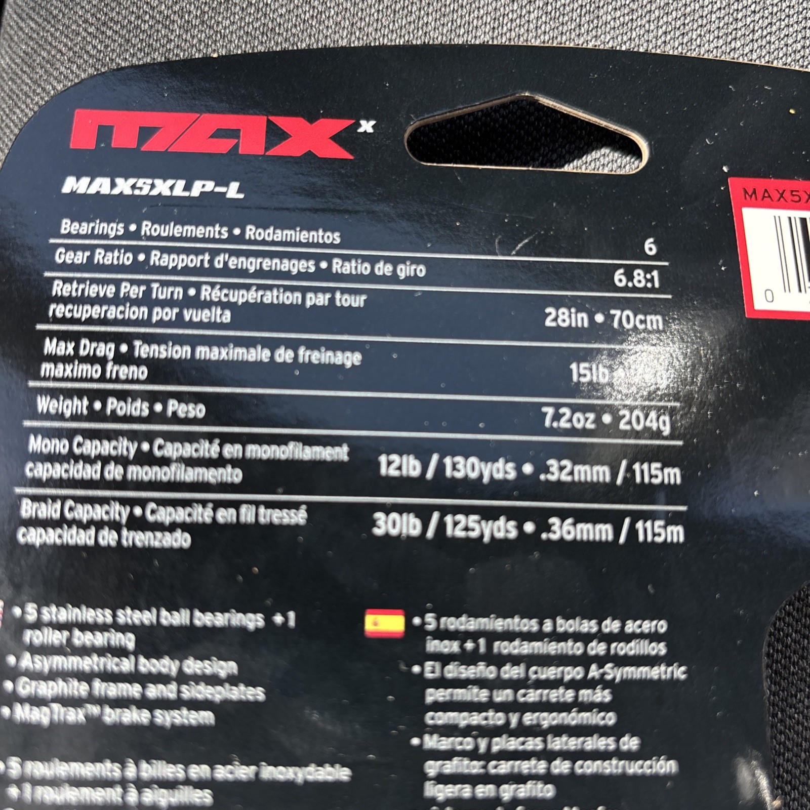 Abu Garcia Max 6 Bearing System 6.8:1 Gear Ratio. Maxsxlp-L