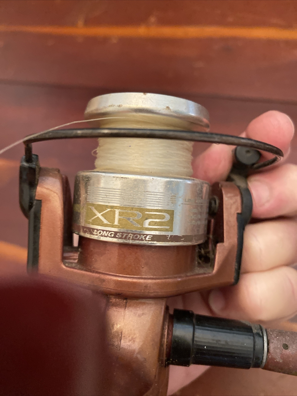 Vintage ZEBCO QUANTUM XR2 Spinning Fishing Reel Long Stroke 1994 Burgundy