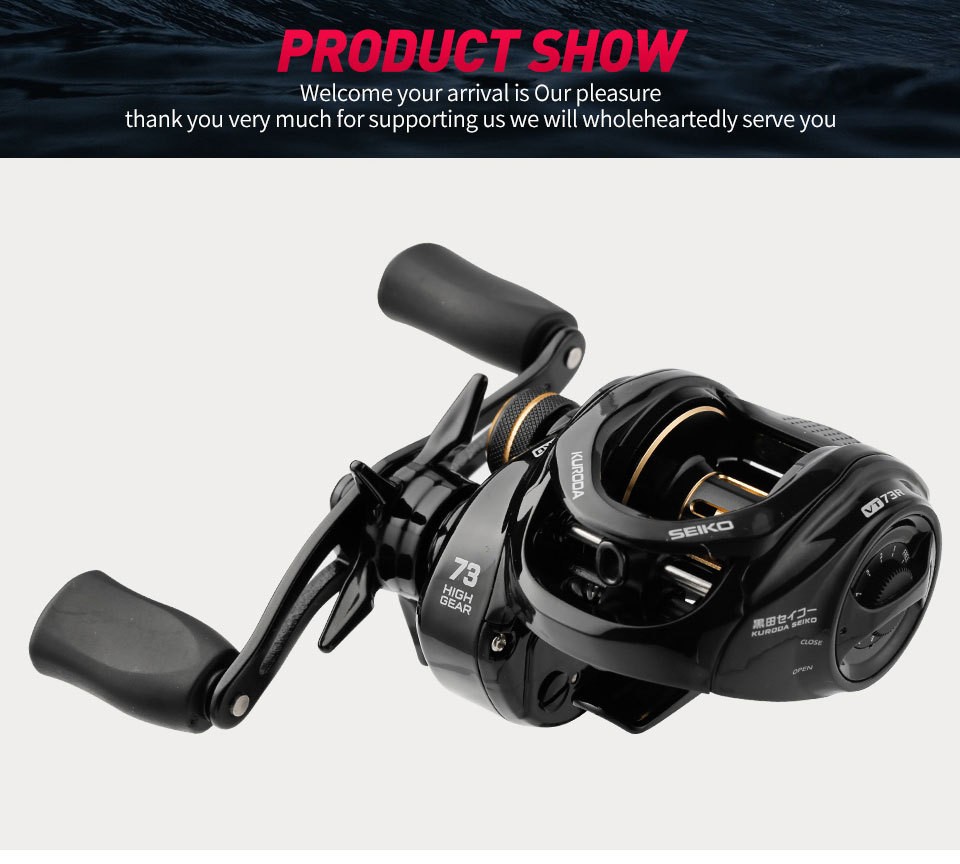 7.3:1 Gear Ratio Metal Fishing Baitcasting Reel Right Hand 8kg/17.6LB Max Drag