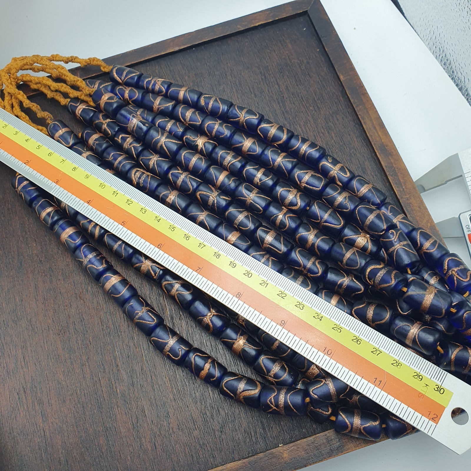 Vintage Venetian Style Blue Aventurine Glass Beads Strand African inspired Beads