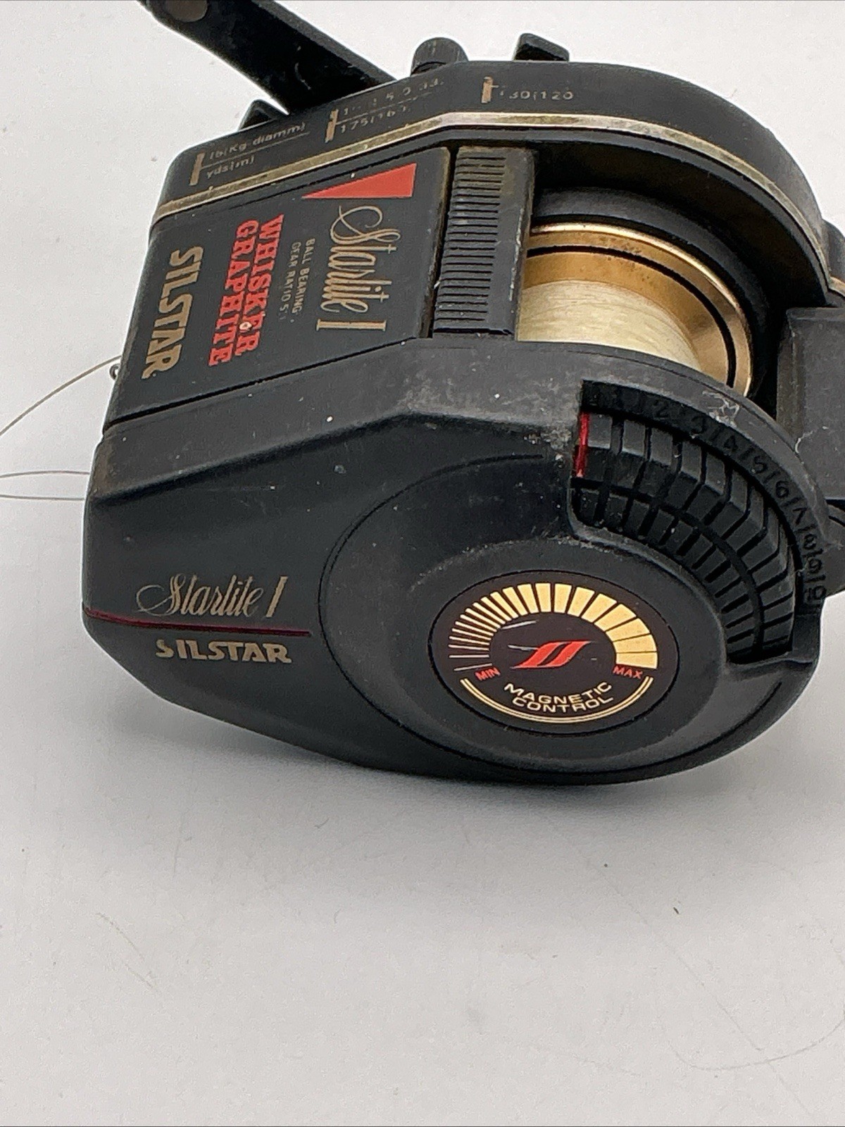 Vintage Silstar Starlite I Whisker Graphite Baitcast Reel Black Bass 5.0:1