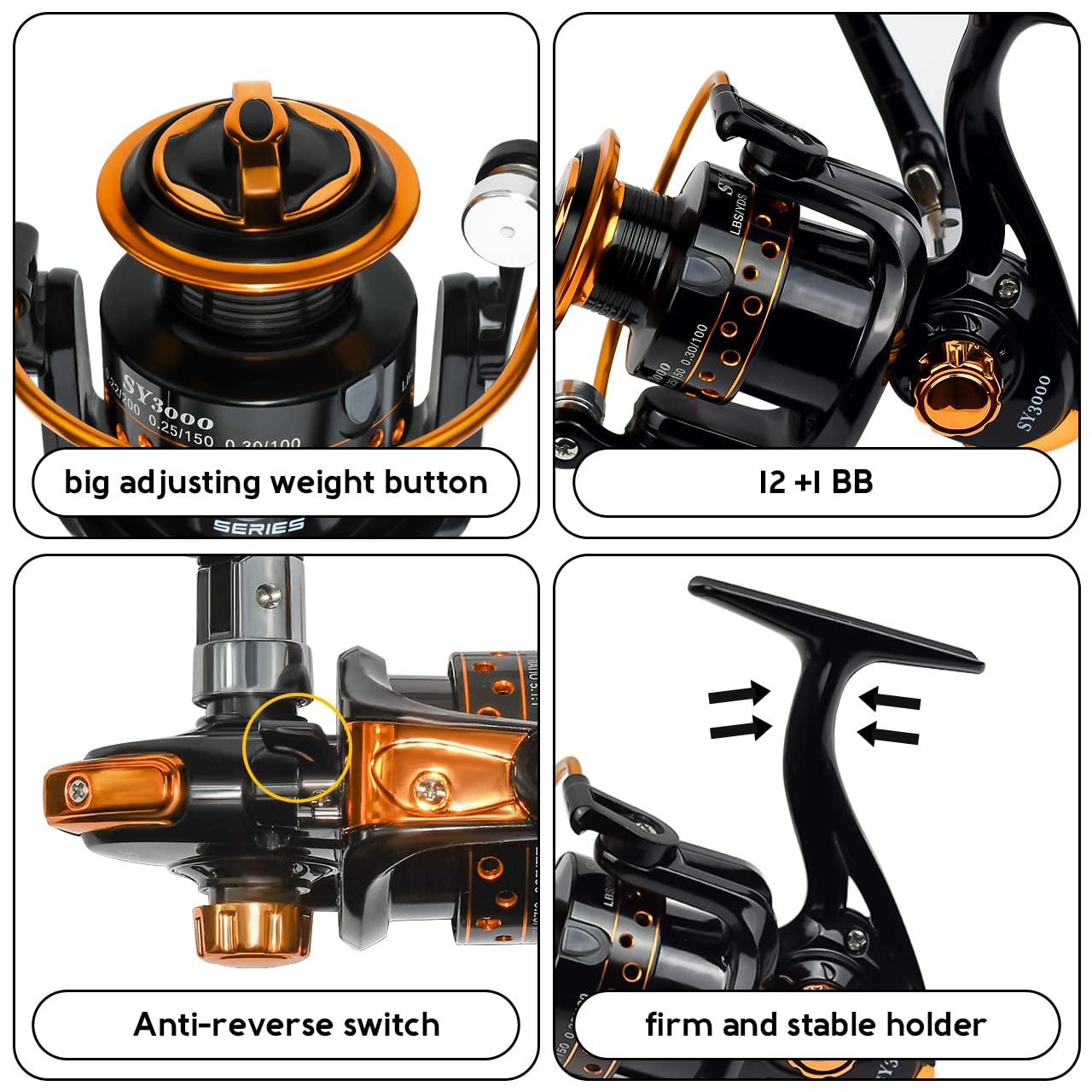 Summer and Centron Spinning Reels, 12 +1 BB Light Weight, SY3000, SY3000