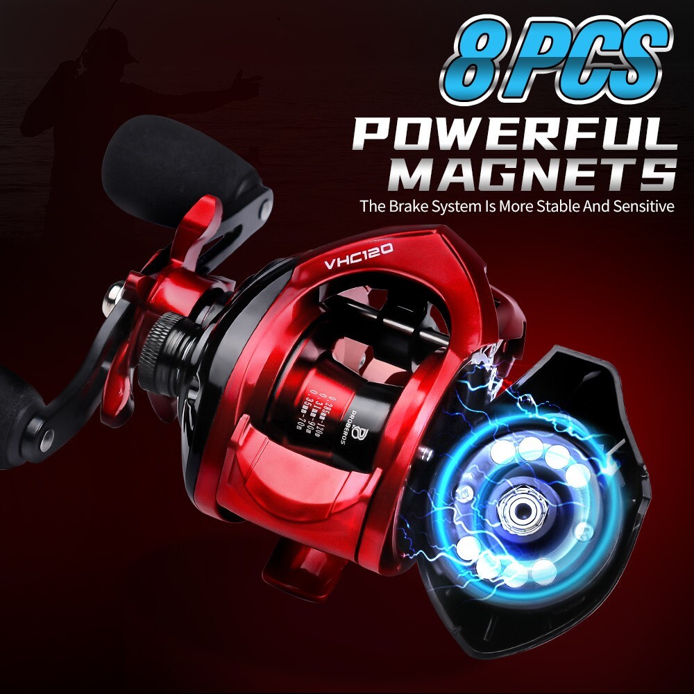 Fishing Reel 7.2:1 Gear Ratio Metal Colorful Wheel Magnetic Brake System 8KG VHC