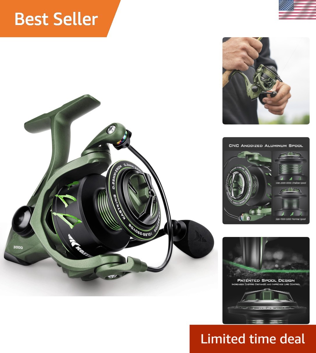 Spartacus II Spinning Reel – Lightweight, 22 lbs Max Drag, Ideal for Ice Fishing