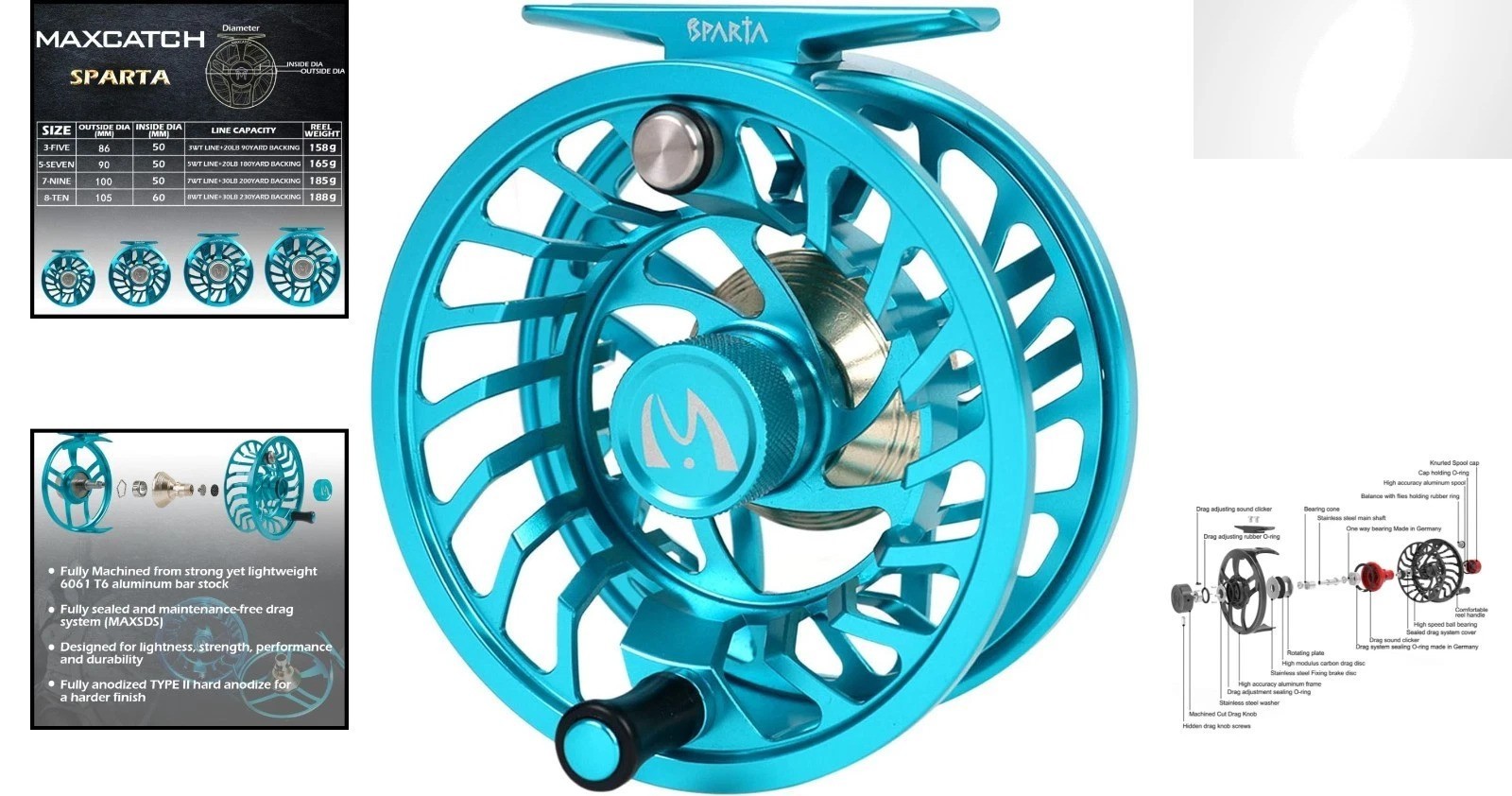 Expert Fly Reel in Ice Blue – Durable, Lightweight, Fully Sealed Design 7/9wt